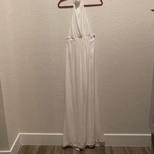 Hi neck ivory formal gown. By mumu